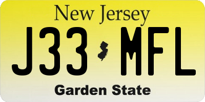 NJ license plate J33MFL