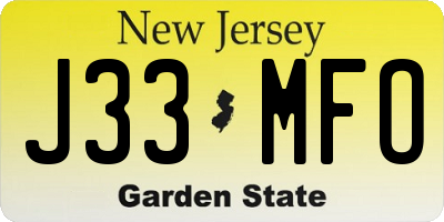 NJ license plate J33MFO