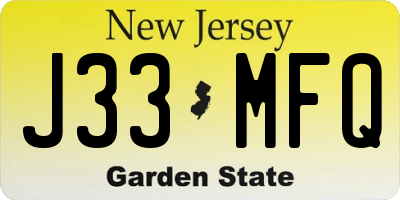 NJ license plate J33MFQ