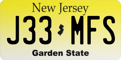 NJ license plate J33MFS