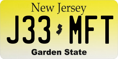 NJ license plate J33MFT