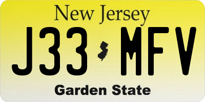 NJ license plate J33MFV