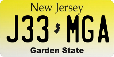 NJ license plate J33MGA