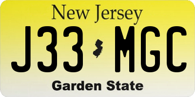NJ license plate J33MGC