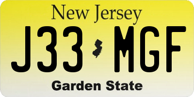 NJ license plate J33MGF