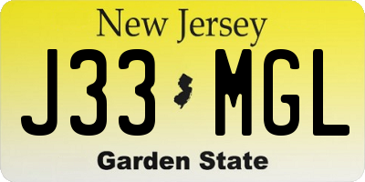 NJ license plate J33MGL