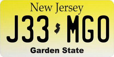 NJ license plate J33MGO