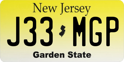 NJ license plate J33MGP