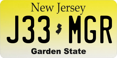 NJ license plate J33MGR