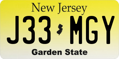 NJ license plate J33MGY