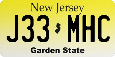 NJ license plate J33MHC