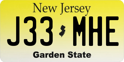 NJ license plate J33MHE