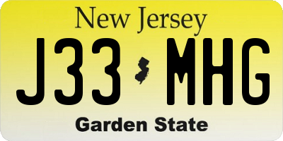 NJ license plate J33MHG