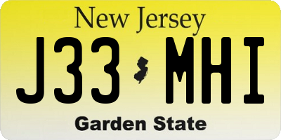 NJ license plate J33MHI
