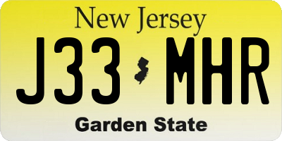 NJ license plate J33MHR