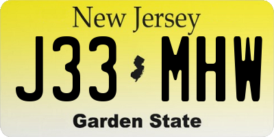 NJ license plate J33MHW