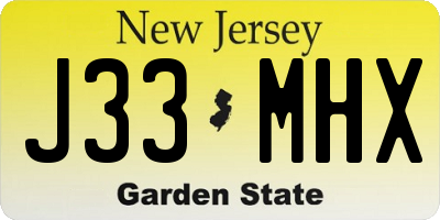 NJ license plate J33MHX