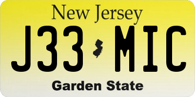 NJ license plate J33MIC