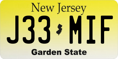 NJ license plate J33MIF