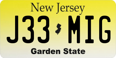 NJ license plate J33MIG