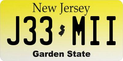 NJ license plate J33MII
