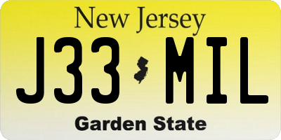 NJ license plate J33MIL