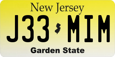 NJ license plate J33MIM