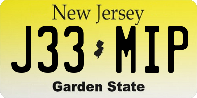 NJ license plate J33MIP
