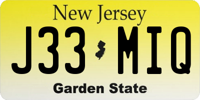 NJ license plate J33MIQ