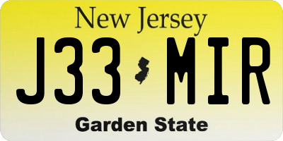 NJ license plate J33MIR