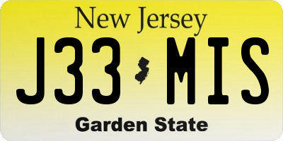 NJ license plate J33MIS