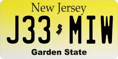 NJ license plate J33MIW