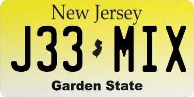 NJ license plate J33MIX
