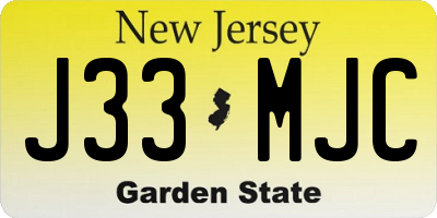 NJ license plate J33MJC