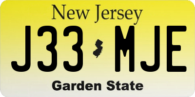NJ license plate J33MJE