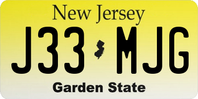 NJ license plate J33MJG