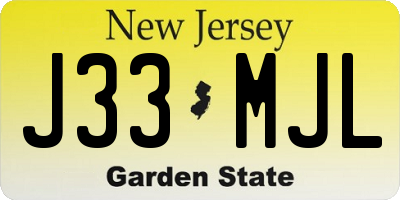 NJ license plate J33MJL