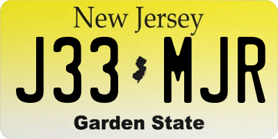 NJ license plate J33MJR