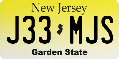 NJ license plate J33MJS