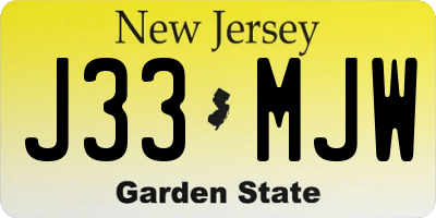 NJ license plate J33MJW