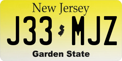 NJ license plate J33MJZ