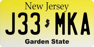 NJ license plate J33MKA