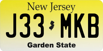 NJ license plate J33MKB