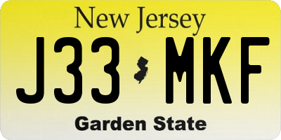NJ license plate J33MKF