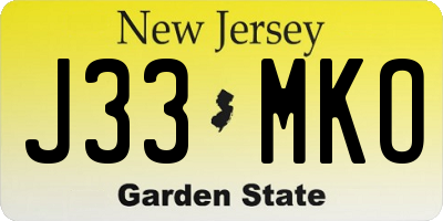 NJ license plate J33MKO