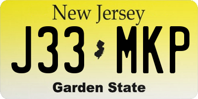 NJ license plate J33MKP