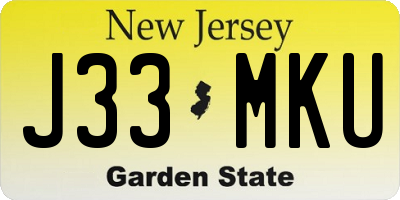 NJ license plate J33MKU