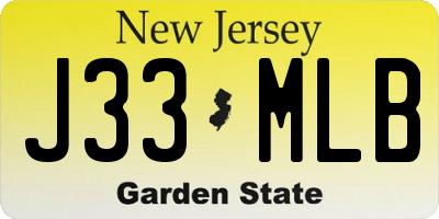NJ license plate J33MLB