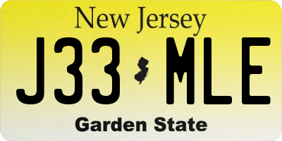 NJ license plate J33MLE