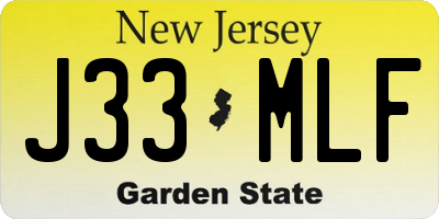 NJ license plate J33MLF
